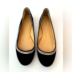 EUC Gorgeous J. Crew Italian metallic trim ballet flat - black size 8